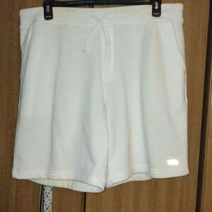 MTA Sport Sweat Shorts White Drawstring Slash Pockets Elastic Waist